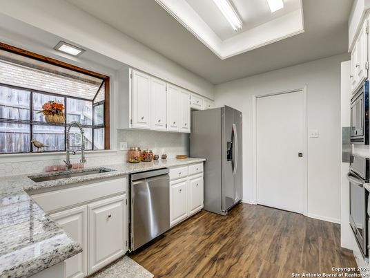 Interior, Kitchen, Stainless Steel Appliances, Wood Texture Flooring