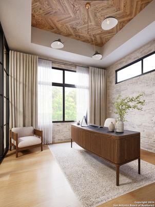 Home Office, Interior, Wooden Ceilings, Wood Texture Flooring