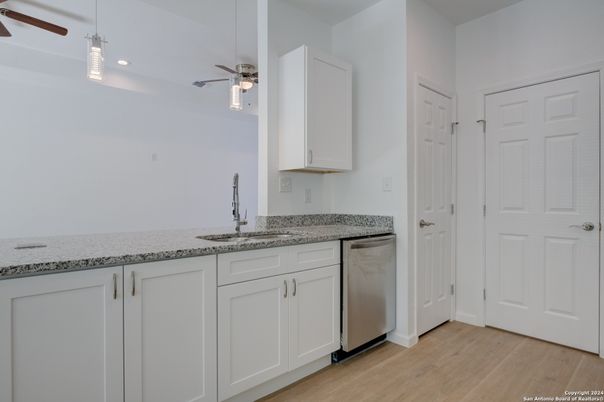 Interior, Kitchen, Pendant Lights, Recessed Lighting, Wood Texture Flooring