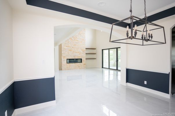 Empty room, Fireplace, Interior, Pendant Lights