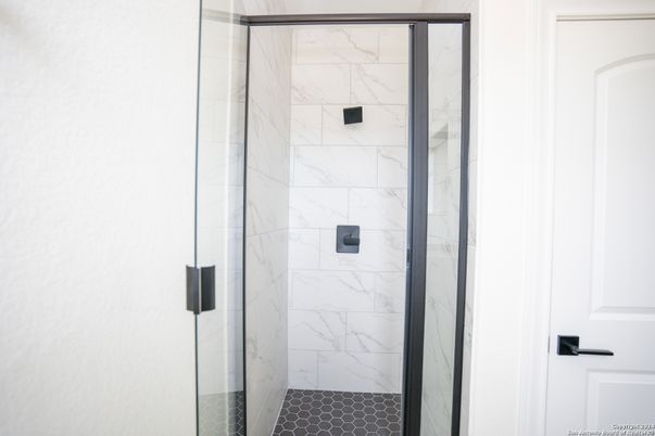 Bathroom, Glass Shower, Interior, Marble Walls