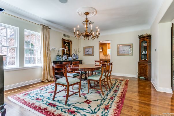 Chandelier, Dining room, Interior, Wood Texture Flooring
