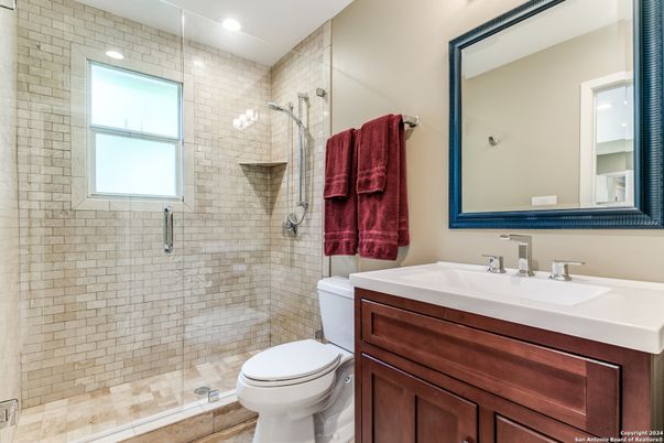 Bathroom, Glass Shower, Interior, Recessed Lighting
