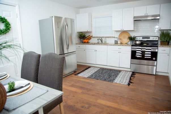 Interior, Kitchen, Stainless Steel Appliances, Wood Texture Flooring