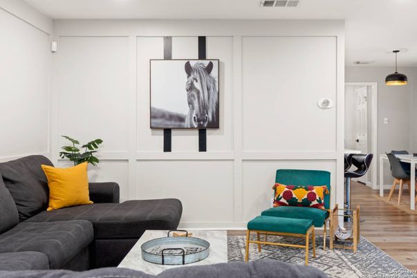 Interior, Living room, Pendant Lights, Wood Texture Flooring