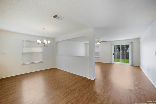 Chandelier, Empty room, Interior, Wood Texture Flooring