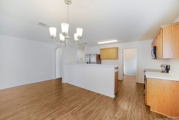 Chandelier, Interior, Kitchen, Wood Texture Flooring