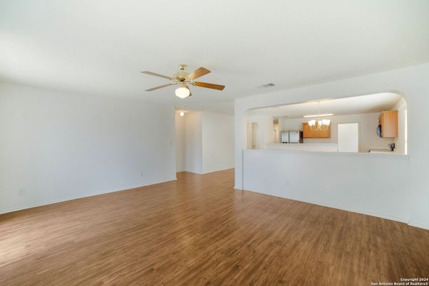 Chandelier, Empty room, Interior, Wood Texture Flooring