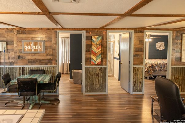 Dining room, Interior, Wooden Beams, Wood Texture Flooring, Wooden Walls