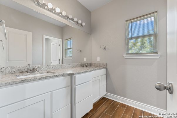 Bathroom, Dual Sink Vanities, Interior, Wood Texture Flooring