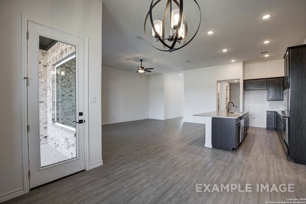 Interior, Kitchen, Recessed Lighting, Wood Texture Flooring
