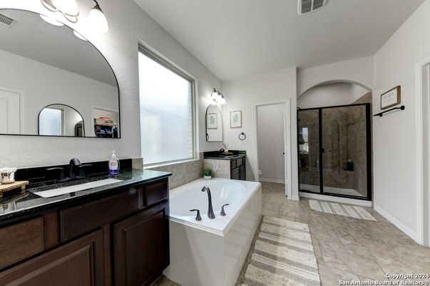 Bathroom, Dual Sink Vanities, Glass Shower, Interior