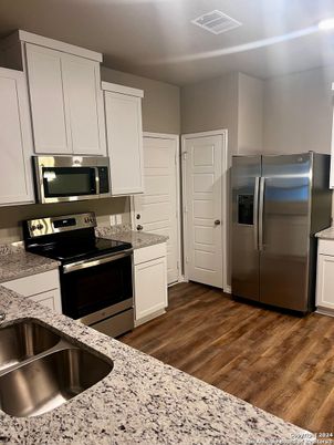 Interior, Kitchen, Stainless Steel Appliances, Wood Texture Flooring