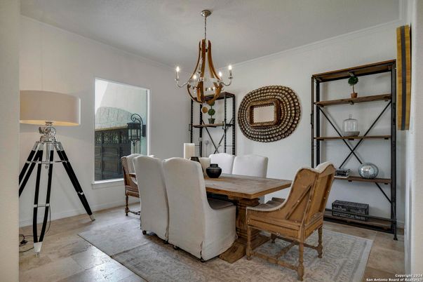 Chandelier, Dining room, Interior, Wood Texture Flooring