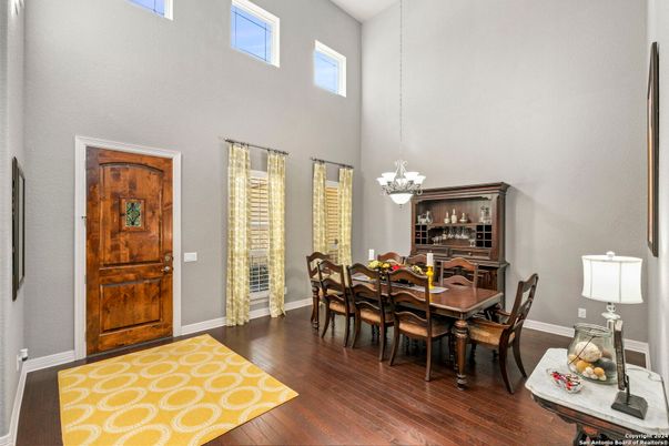 Chandelier, Dining room, Interior, Pendant Lights, Wood Texture Flooring