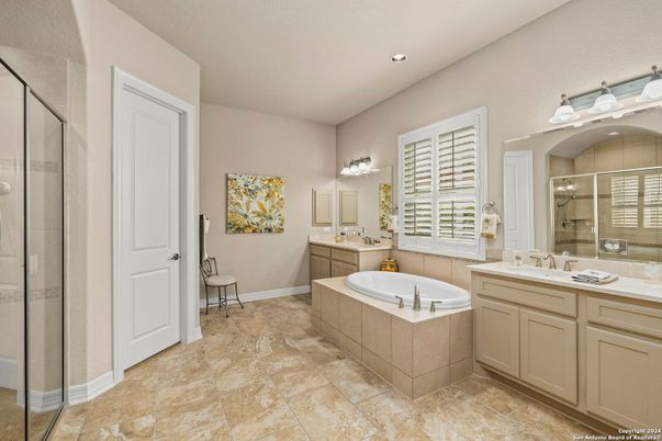 Bathroom, Dual Sink Vanities, Glass Shower, Interior, Recessed Lighting