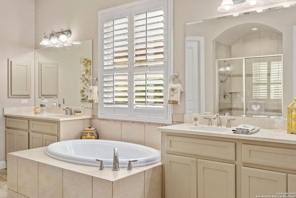 Bathroom, Dual Sink Vanities, Glass Shower, Interior