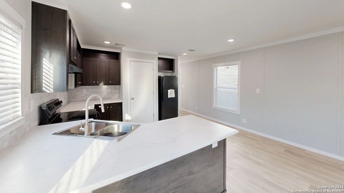 Interior, Kitchen, Recessed Lighting, Wood Texture Flooring