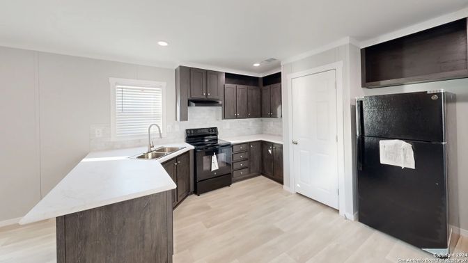 Interior, Kitchen, Recessed Lighting, Wood Texture Flooring
