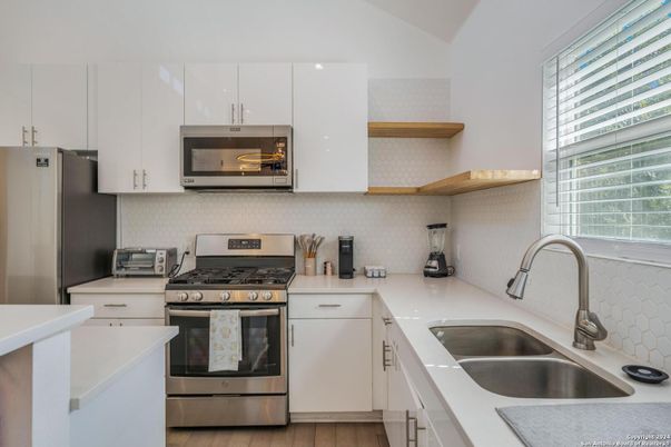 Interior, Kitchen, Stainless Steel Appliances, Wood Texture Flooring