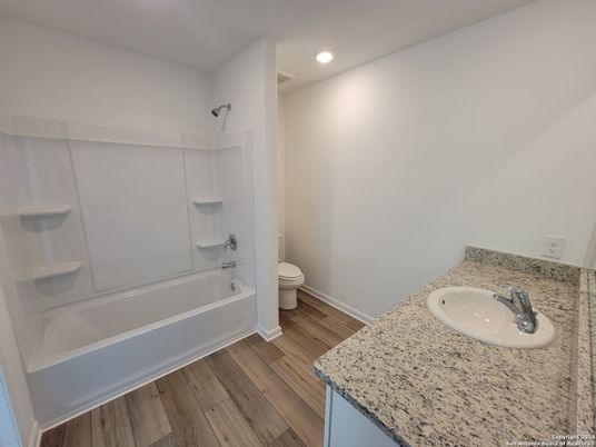 Bathroom, Interior, Recessed Lighting, Wood Texture Flooring