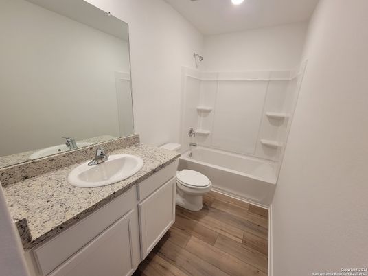 Bathroom, Interior, Recessed Lighting, Wood Texture Flooring