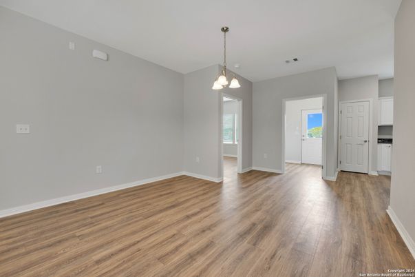 Empty room, Interior, Pendant Lights, Wood Texture Flooring
