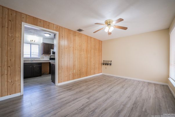 Empty room, Interior, Kitchen, Wood Texture Flooring, Wooden Walls