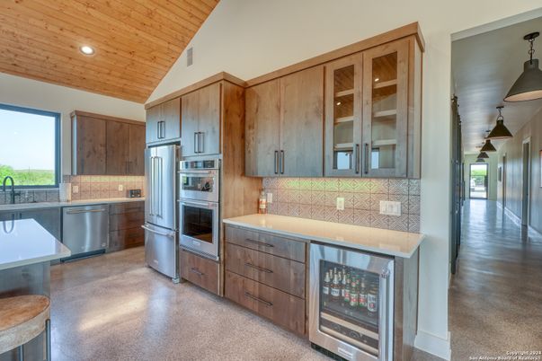 Interior, Kitchen, Recessed Lighting, Stainless Steel Appliances, Wooden Ceilings