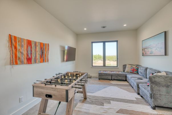 Game Room, Interior, Living room, Recessed Lighting, Wood Texture Flooring