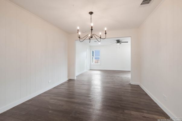 Chandelier, Empty room, Interior, Wood Texture Flooring