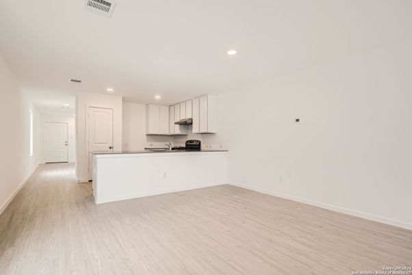 Interior, Kitchen, Recessed Lighting, Wood Texture Flooring