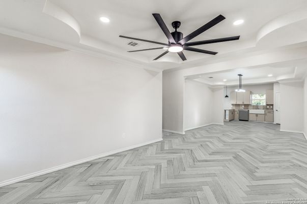 Interior, Kitchen, Pendant Lights, Recessed Lighting, Wood Texture Flooring