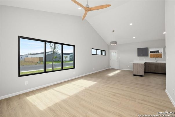 Empty room, Interior, Recessed Lighting, Wooden Beams, Wood Texture Flooring