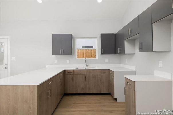 Interior, Kitchen, Recessed Lighting, Wood Texture Flooring