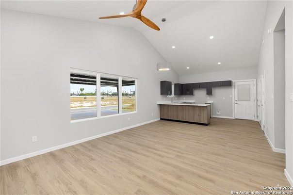 Interior, Kitchen, Pendant Lights, Recessed Lighting, Wood Texture Flooring