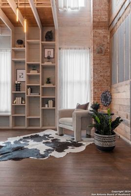 Interior, Pendant Lights, Stone Walls, Wooden Ceilings, Wood Texture Flooring