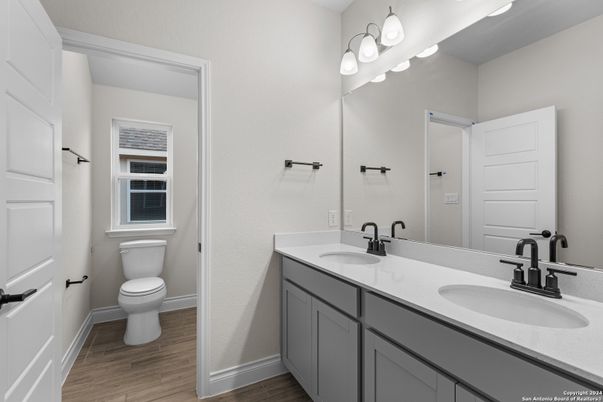 Bathroom, Dual Sink Vanities, Interior, Wood Texture Flooring