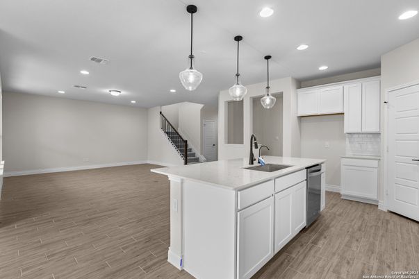 Interior, Kitchen, Pendant Lights, Recessed Lighting, Wood Texture Flooring