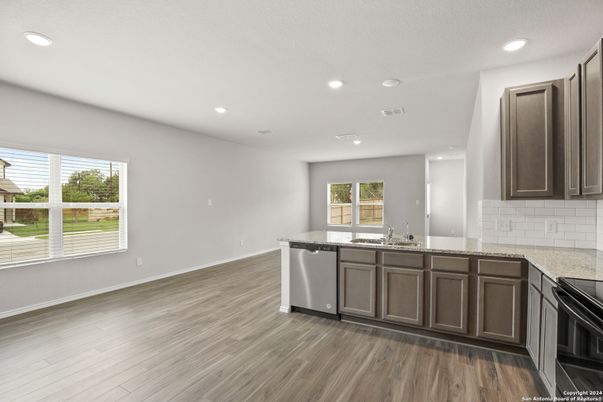 Interior, Kitchen, Recessed Lighting, Wood Texture Flooring
