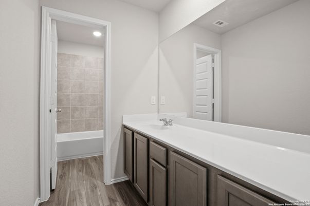 Bathroom, Interior, Recessed Lighting, Wood Texture Flooring