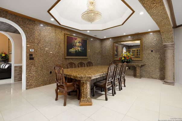 Chandelier, Dining room, Interior, Recessed Lighting