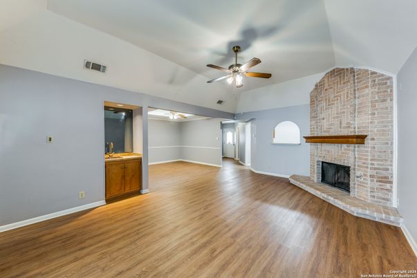 Empty room, Fireplace, Interior, Wood Texture Flooring