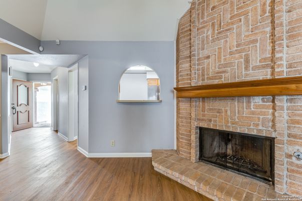 Fireplace, Interior, Stone Walls, Wood Texture Flooring