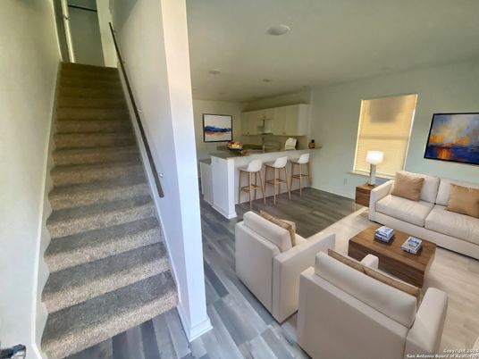 Interior, Kitchen, Living room, Recessed Lighting, Wood Texture Flooring