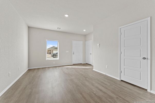 Empty room, Interior, Recessed Lighting, Wood Texture Flooring