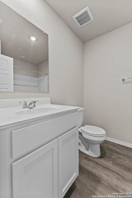 Bathroom, Interior, Recessed Lighting, Wood Texture Flooring