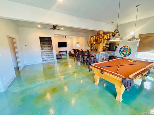 Billiard Table, Game Room, Interior, Pendant Lights, Recessed Lighting