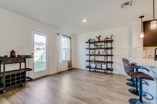 Home Office, Interior, Pendant Lights, Recessed Lighting, Wood Texture Flooring