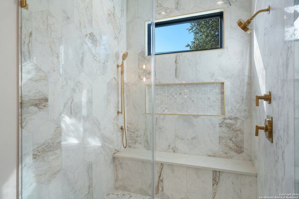 Bathroom, Glass Shower, Interior, Marble Walls